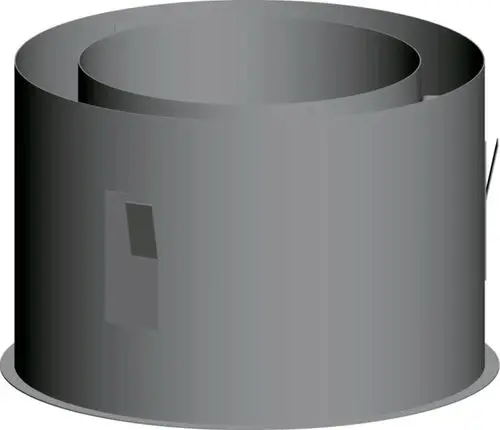 Edelstahl-Wandfutter in zylindrischer Form. An der Seite ist eine Öffnung sichtbar. Produkt von Wolf.